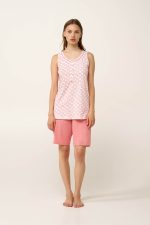 Vamp Σομόν Γυναικεία Βαμβακερή Πυτζάμα με Κουμπί