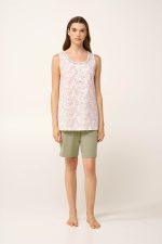 Vamp Μέντα Γυναικεία Βαμβακερή Πυτζάμα με Κουμπί