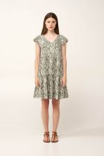 Vamp Green Ivory Εμπριμέ Γυναικείο Viscose Φόρεμα