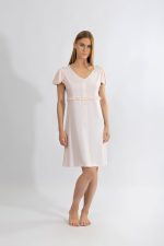 Harmony Ροζ Καλοκαιρινό Βαμβακερό/Modal Νυχτικό με Κοντό Μανίκι