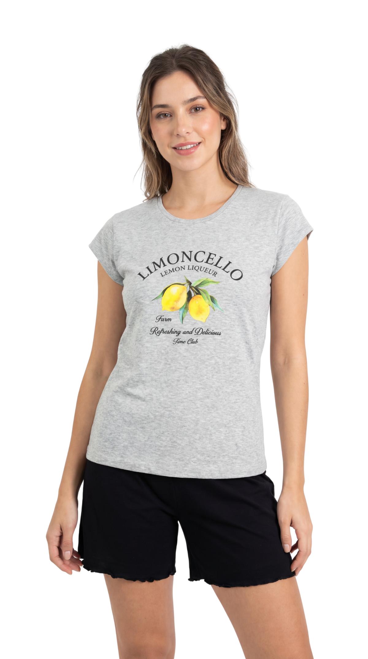Nina Club Limoncello Γκρι/Μαύρη Γυναικεία Βαμβακερή Πυτζάμα