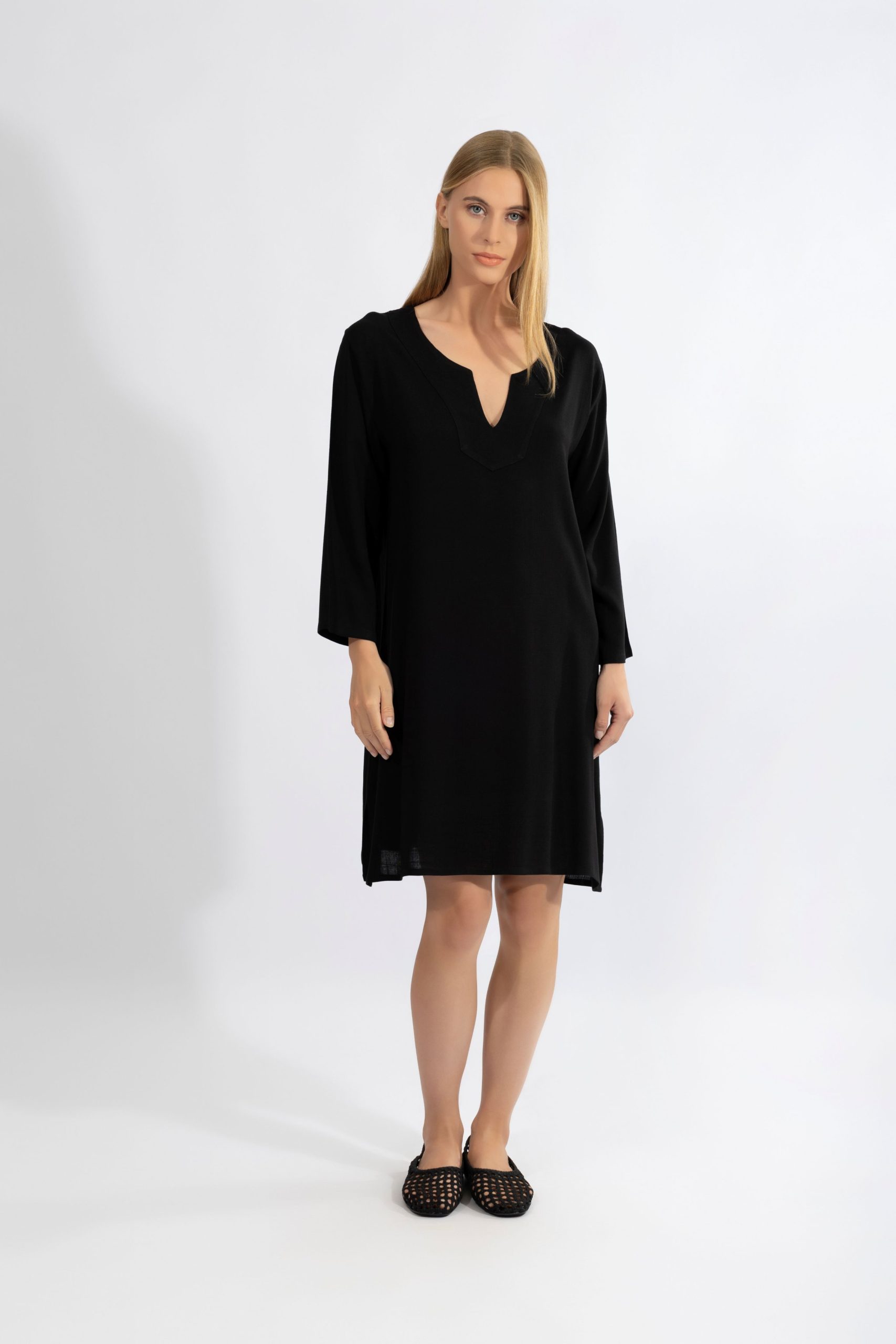 Harmony Μαύρο Φόρεμα με 3/4 Μανίκι