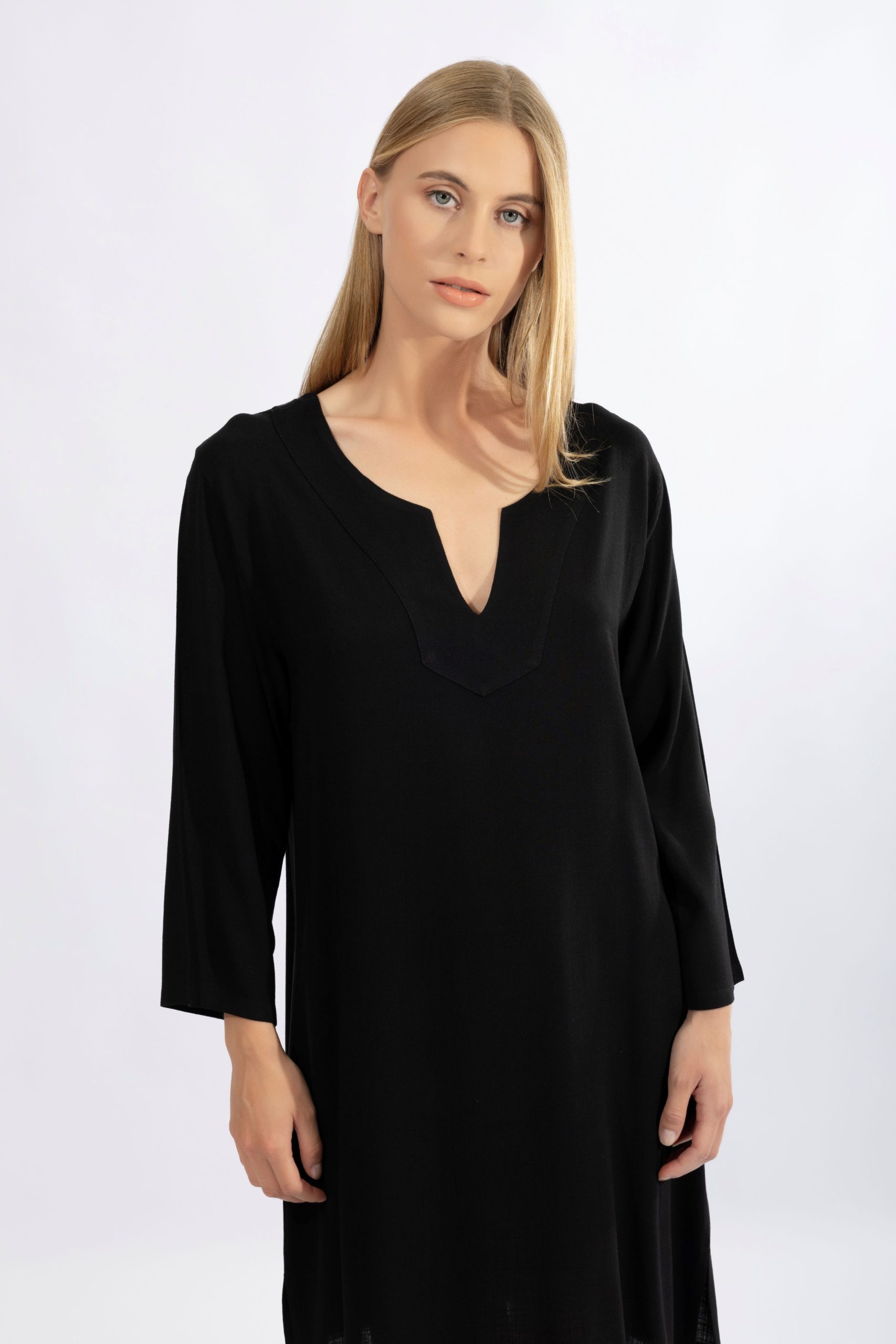 Harmony Μαύρο Φόρεμα με 3/4 Μανίκι - Image 2