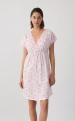 Minerva Tulips Γυναικεία Κοντομάνικη Νυχτικιά Θηλασμού/ Εγκυμοσύνης