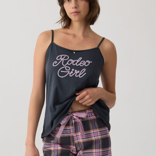 Minerva Rodeo Girl Ανθρακί Γυναικείο Βαμβακερό Babydoll