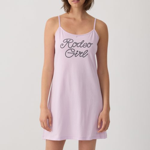 Minerva Rodeo Girl Λιλά Γυναικείο Βαμβακερό Νυχτικάκι με Λεπτή Τιράντα