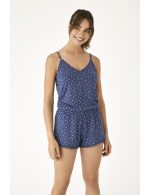 Promise Μπλε Viscose Γυναικείο Babydoll με Λεπτή Τιράντα