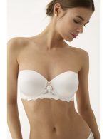 Promise Λευκό Balconette Strapless Σουτιέν με Ενίσχυση & Μπανέλες