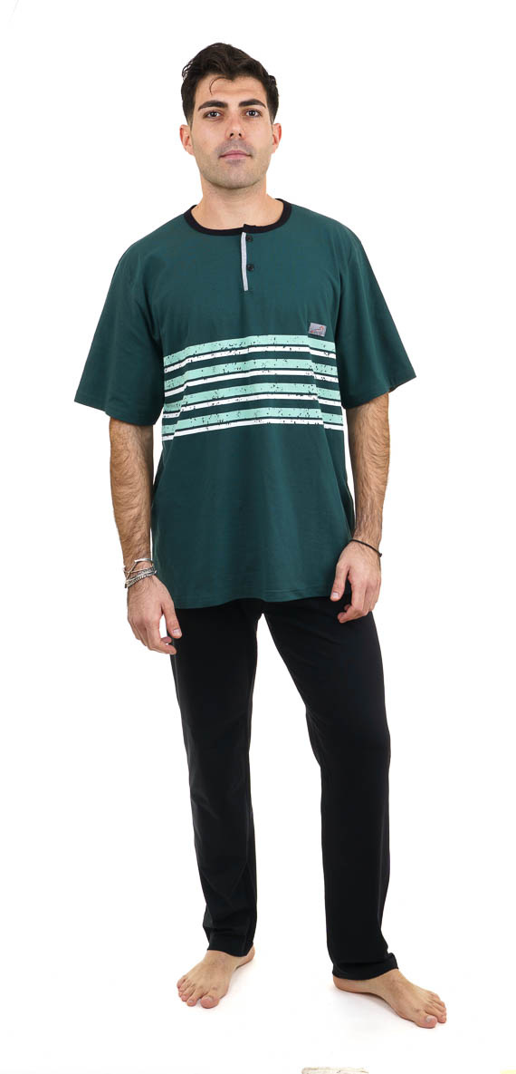 Billy Κυπαρισσί Ανδρική Βαμβακερή Πυτζάμα με Μακρύ και Κοντό Παντελόνι 3 τμχ