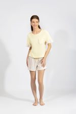 Harmony Κίτρινη Floral Βαμβάκερή/Modal Πυτζάμα