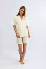 Harmony Κίτρινη Καρό Βαμβάκερή/Modal Κουμπωτή Πυτζάμα