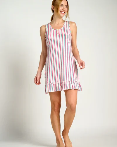 MUYDEMI Ριγέ Γυναικείο Βαμβακερό Νυχτικάκι