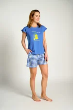 MUYDEMI Lemons  Μπλε Γυναικεία Βαμβακερή Πυτζάμα