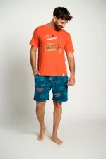 MUYDEMI Journey Πορτοκαλί/Πετρόλ Ανδρική Βαμβακερή Πυτζάμα