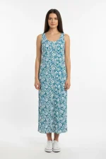 Paco & Co Πετρόλ Γυναικείο Maxi Φόρεμα