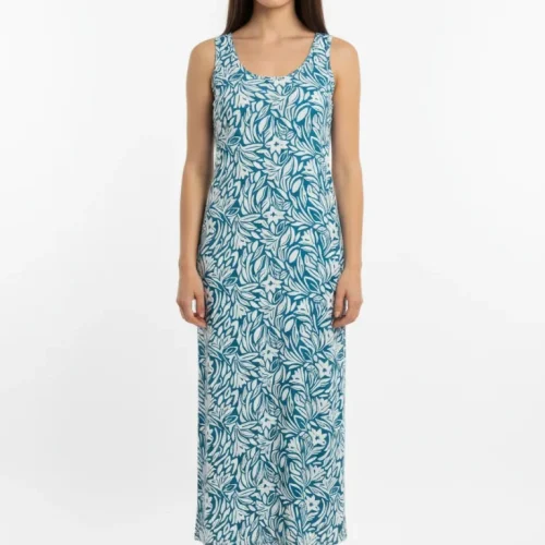Paco & Co Πετρόλ Γυναικείο Maxi Φόρεμα