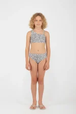 Joyce Χακί/Λευκό Παιδικό Bikini Σετ