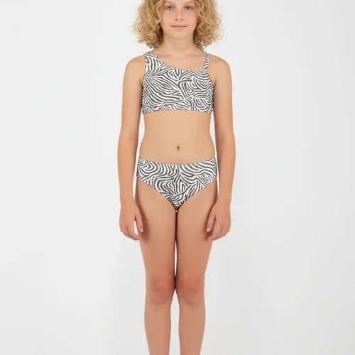 Joyce Χακί/Λευκό Παιδικό Bikini Σετ