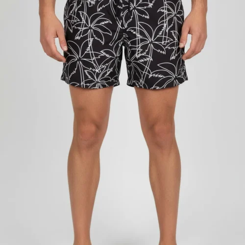 Paco & Co Palm Trees Ανδρικό Μαγιό Σορτς Μαύρο