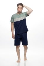 Galaxy Μπλε/Λαδί Ανδρική Βαμβακερή Πυτζάμα