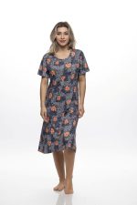 Galaxy Εμπριμέ Viscose Γυναικείο Midi Φόρεμα με Κοντό Μανίκι