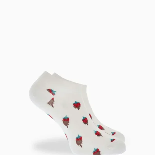 Walk Εκρού Κάλτσες από Bamboo με Σχέδιο Φράουλες