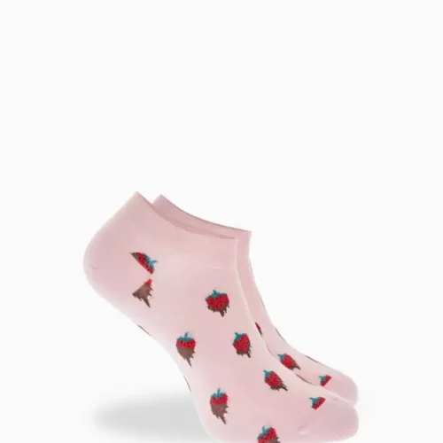 Walk Ροζ Κάλτσες από Bamboo με Σχέδιο Φράουλες