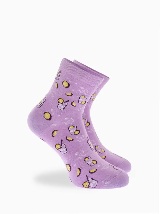 Walk Λιλά Ημίκοντες Κάλτσες από Bamboo με Σχέδιο Bombay