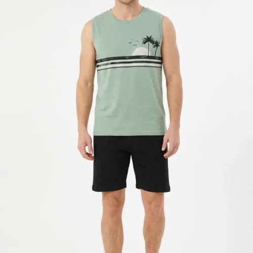 Dreams Palm Trees Μέντα Ανδρική Βαμβακερή Πυτζάμα