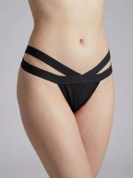 Milena by Paris Μαύρο Λύκρα G-String με Φαρδιά Κορδόνια