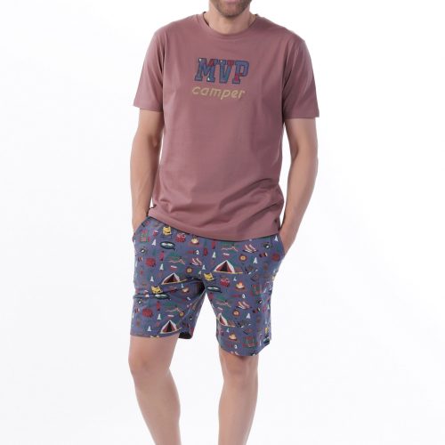 MEI Mvp Camper Καφέ Ανδρική Βαμβακερή Πυτζάμα