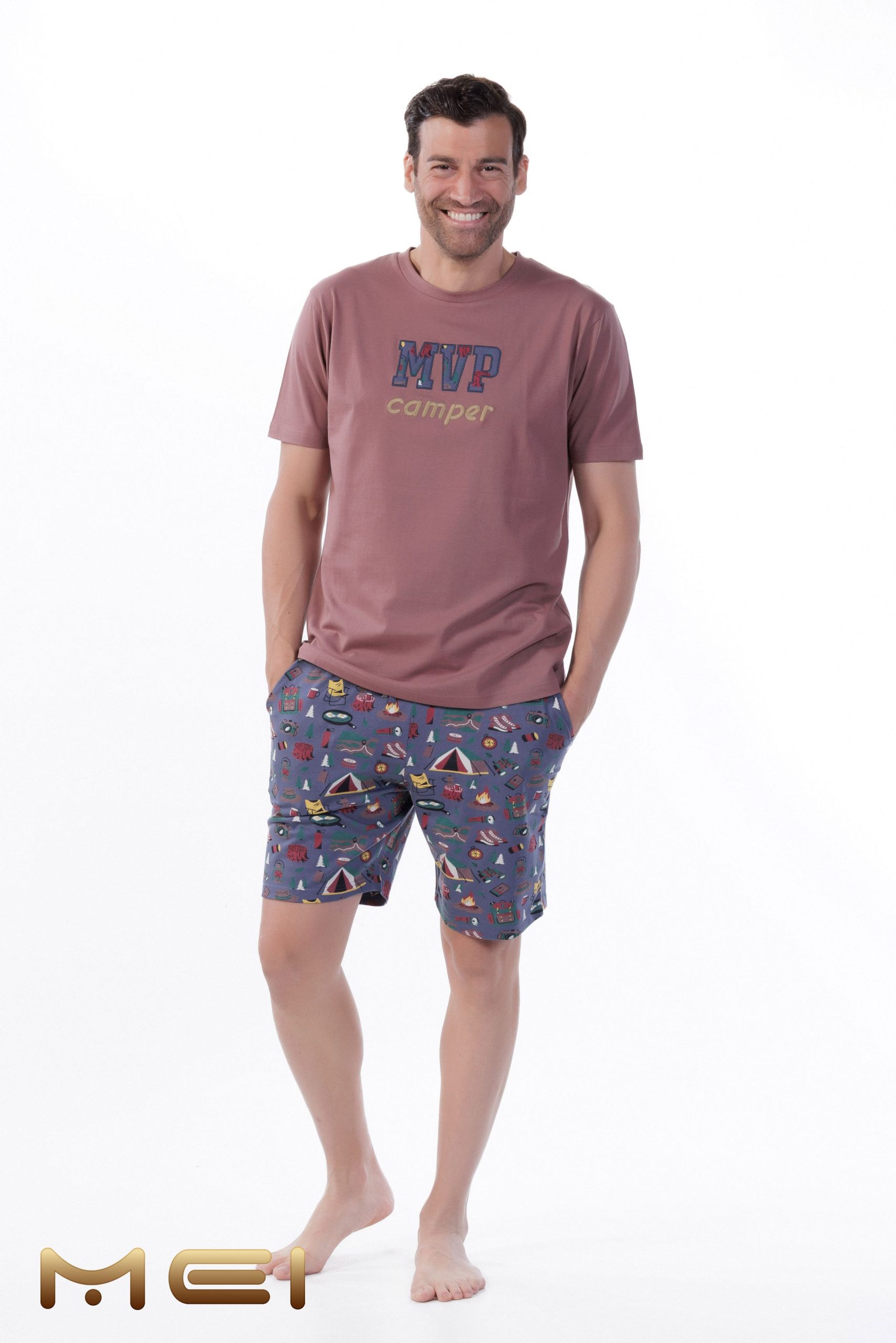 MEI Mvp Camper Καφέ Ανδρική Βαμβακερή Πυτζάμα