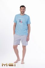 MEI Summer Fun Σιέλ Ανδρική Βαμβακερή Πυτζάμα