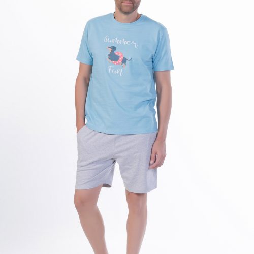 MEI Summer Fun Σιέλ Ανδρική Βαμβακερή Πυτζάμα