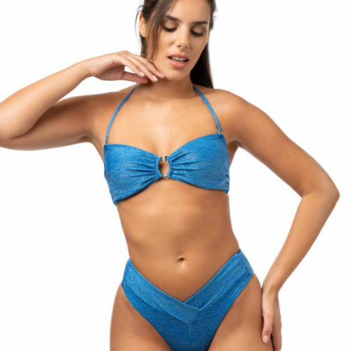 Sbs Μπλε Lurex Bikini Σετ Bandeau & Brazil