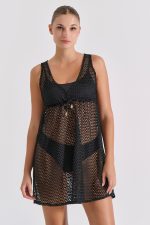 Milena Μαύρο Πλεκτό Τουνίκ Παραλίας