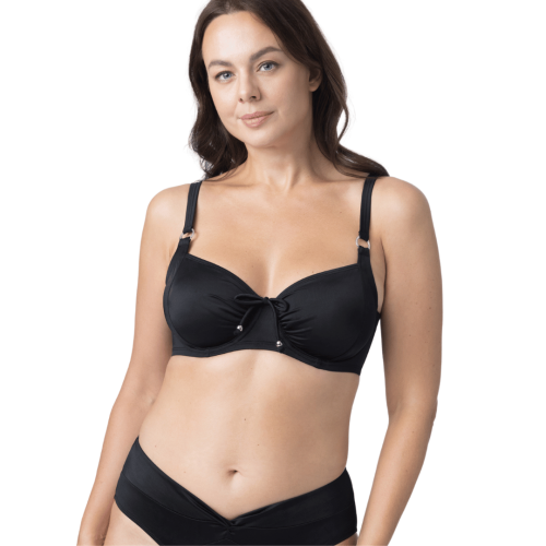 Dorina Fiji Μαύρο Bikini Top Σουτιέν με Μπανέλα χωρίς Ενίσχυση