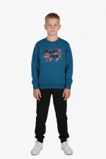 Joyce Urban Crew Πετρόλ/Μαύρο Φούτερ Παιδικό/Εφηβικό Σετ