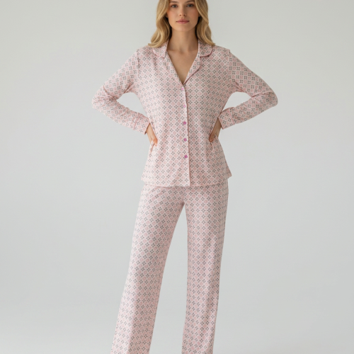 Harmony Modal/Cotton Ροζ Γυναικεία Κουμπωτή Πυτζάμα