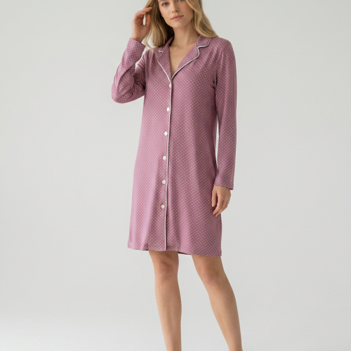 Harmony Πουά Modal/Cotton Γυναικεία Κουμπωτή Νυχτικιά