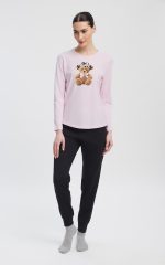 Minerva Cute Printed Ροζ Γυναικεία Βαμβακερή Πυτζάμα