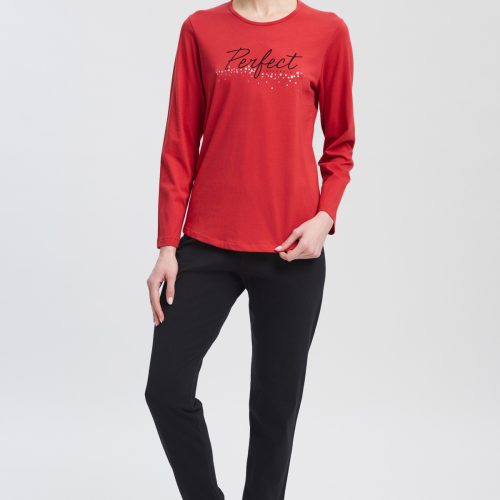 Minerva Perfect Red Chili Γυναικεία Βαμβακερή Πυτζάμα