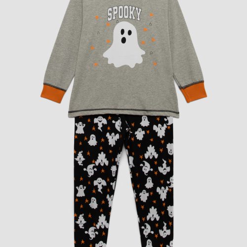 Minerva Unisex Spooky Γκρι Παιδική Βαμβακερή Πυτζάμα