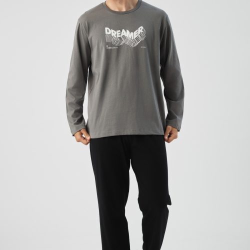 Minerva Dreamer Γκρι Ανδρική Βαμβακερή Πυτζάμα