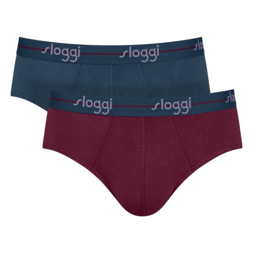 Sloggi Start Midi Μπορντό/Μπλε Ραφ Ανδρικά Σλιπ 2Pack