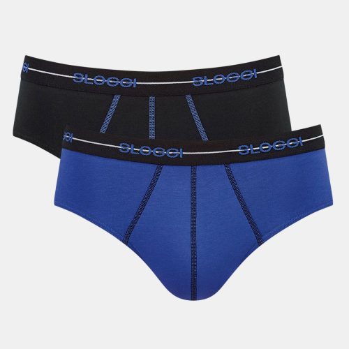 Sloggi Start Midi Μαύρο/Μπλε Ανδρικά Σλιπ 2Pack