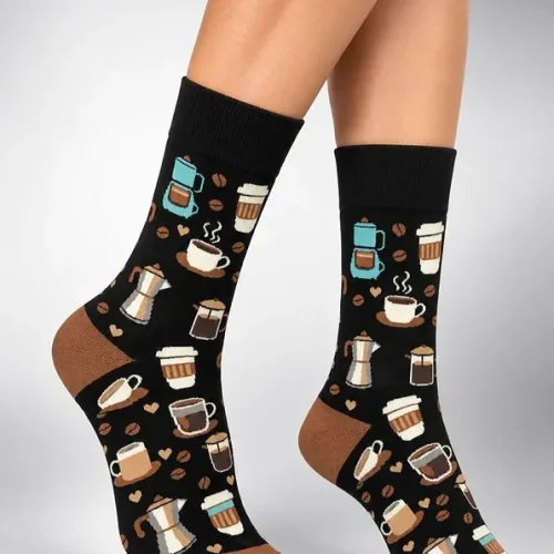 Ider Coffee Mood Unisex Ελαστική Βαμβακερή Κάλτσα με Σχέδιο