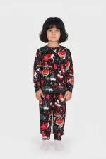 Dreams Rudolph Unisex Μαύρη Βελούδινη Βρεφική Πυτζάμα