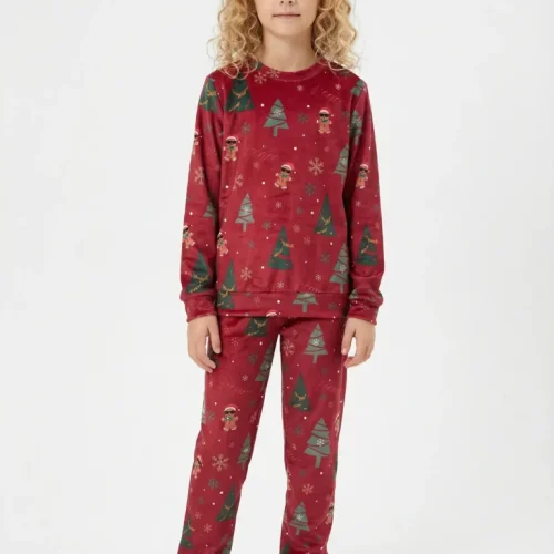 Dreams Gingerbread Unisex Μπορντό Βελούδινη Παιδική Πυτζάμα
