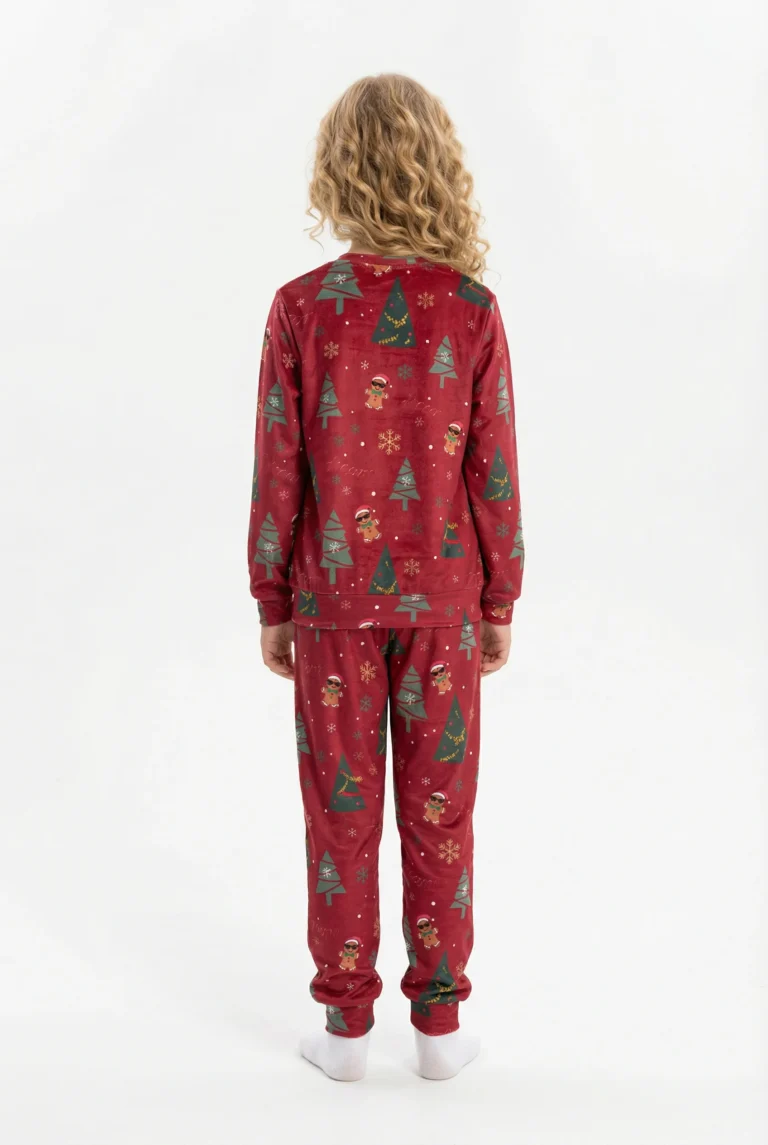 Dreams Gingerbread Unisex Μπορντό Βελούδινη Παιδική Πυτζάμα - Image 2